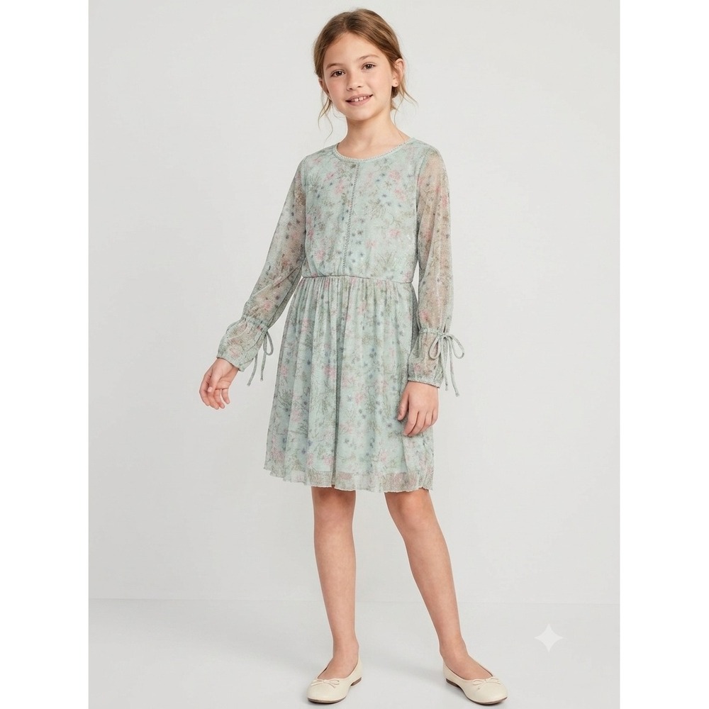 Extraordinary Girls Sage Green Floral Shimmer Dress Cottagecore Fairycore Sz 14